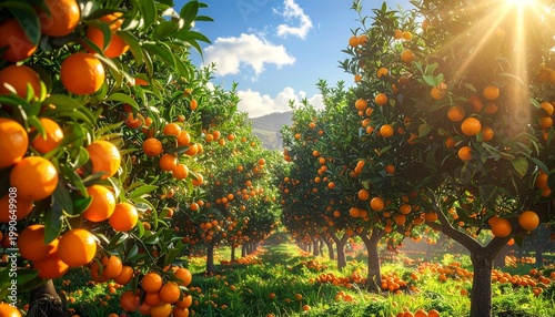 Orange orchard landscape symbolizing abundance, harmony, and natural vitality