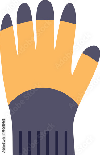 Flat vector illustration of a yellow and gray safety work glove for industrial or labor use