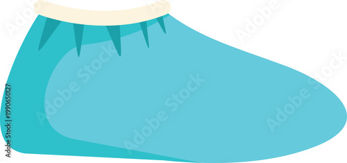 Minimalist blue disposable shoe cover illustration representing cleanliness and hygiene