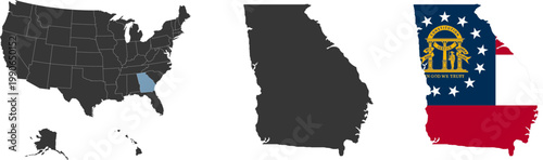Georgia state of USA. Georgia flag and territory. States of America territory on white background. Separate states. Vector