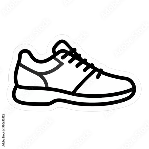 Running Shoe Icon with Bold Outline Design