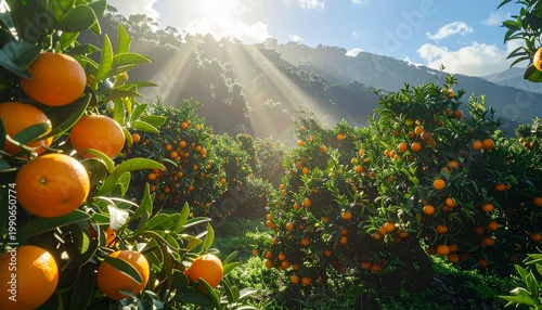 Orange orchard landscape symbolizing abundance, harmony, and natural vitality