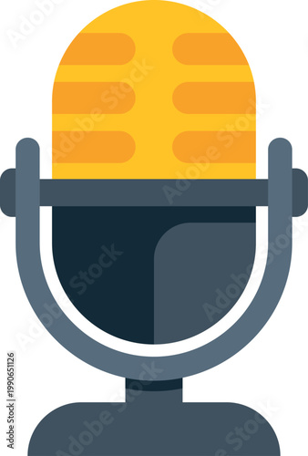 Retro style microphone icon symbolizing sound recording, radio, podcast and broadcasting media