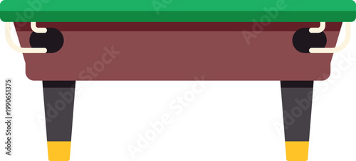 Modern flat style design of a green felt pool billiards table isolated on white background