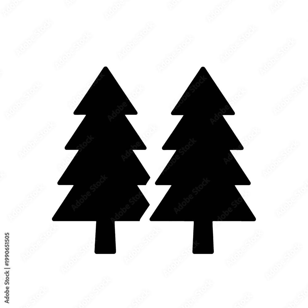 Obraz premium Two Pine Trees Line Icon Nobody