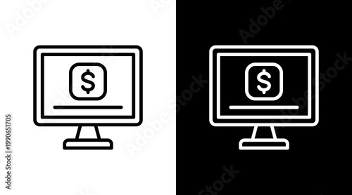 Financial Monitoring White Icon Set Design