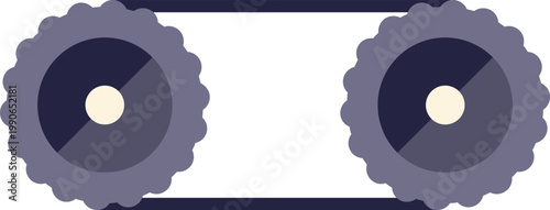 Minimal flat design illustration showing two connected gears linked by a belt system