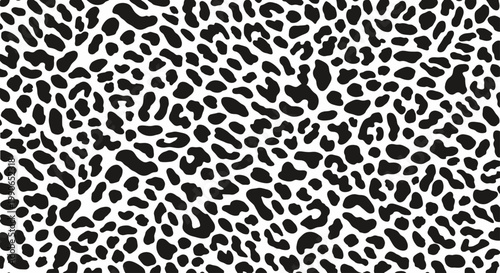 Seamless black leopard print pattern on white background