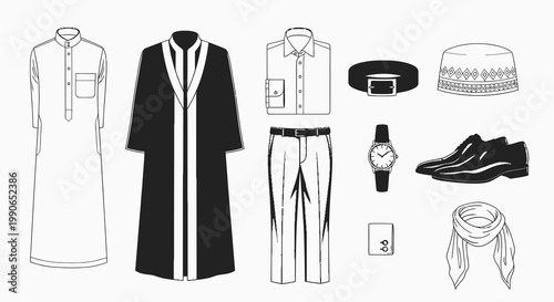 Men's Formal Attire and Traditional Muslim Fashion Set