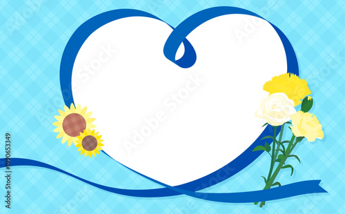 ハートリボンの父の日テンプレート_文字なし_横