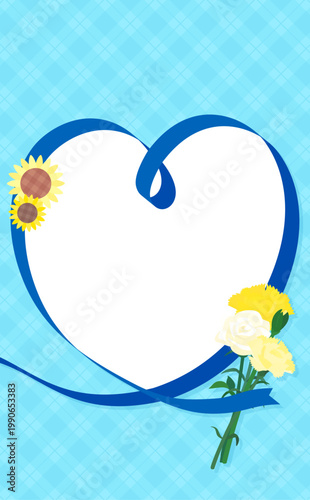 ハートリボンの父の日テンプレート_文字なし_縦