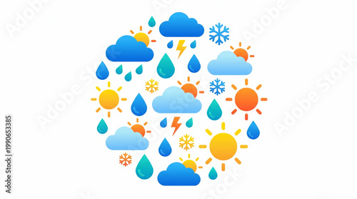 Weather icons set on white background
