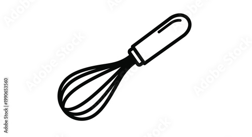 A simple black outline depicts a kitchen whisk a useful cooking tool silhouette
