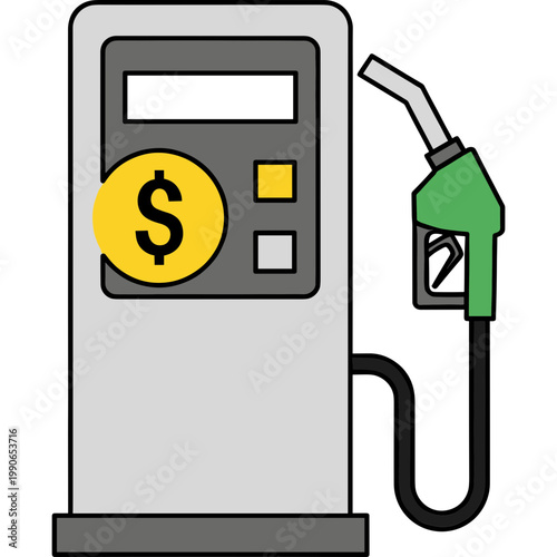 A gas pump with a coin-operated payment system dispenses fuel.