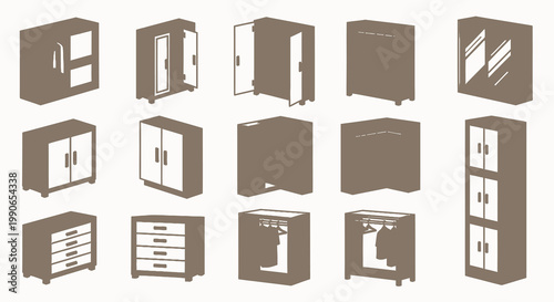 Modern Wardrobe and Closet Storage Furniture Icons
