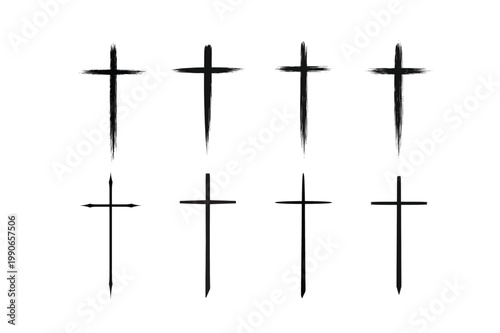 Minimal And Grunge Cross Symbols Christian Icon Set Collection