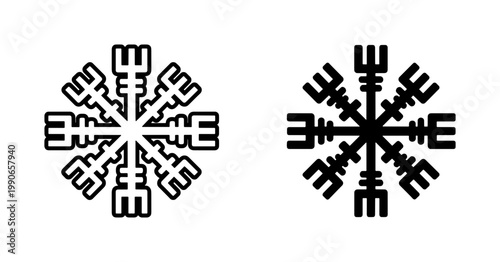 Εκτύπωση καμβά Viking Helm of Awe Symbols, Norse Rune Protection Charms, Ancient Nordic Navigat