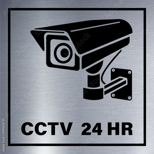 CCTV 24hr Sign-Silver