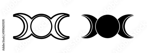 Photos Triple Moon Symbol Vector, Wiccan Goddess Icon, Pagan Symbol, Esoteric Art, Myst