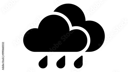 Rainy weather icon, cloud with raindrops symbol, vector illustration isolated on white background