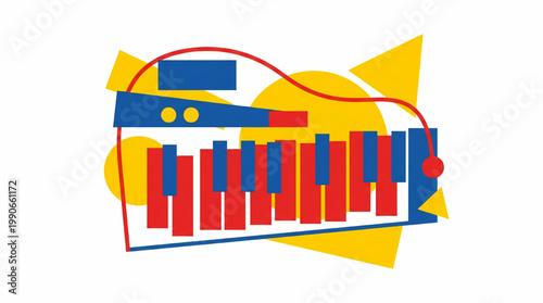 Colorful Abstract Musical Keyboard Illustration.