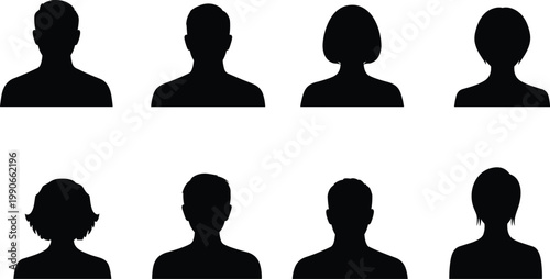 Business people silhouettes set, professional corporate team standing together, diverse male and female avatars, office staff icons for community and networking