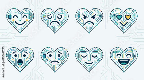 Collection of Various Emotional Heart Icons.