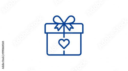 Minimalist gift box icon with heart