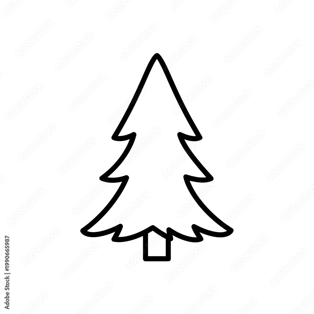 Obraz premium Minimalist Pine Tree Vector Illustration Outline