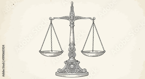 Vintage illustration of balance scales symbolizing justice and fairness