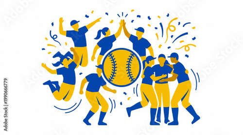 Diverse group of athletes celebrating a sports victory together.