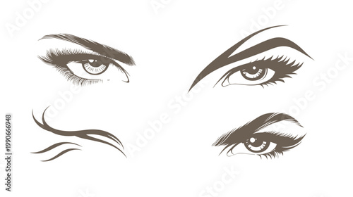 Artistic illustration of stylized human eyes in various expressions, created with simple lines