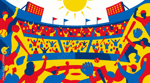 Vibrant Crowd Cheering at Baseball Game Stadium.