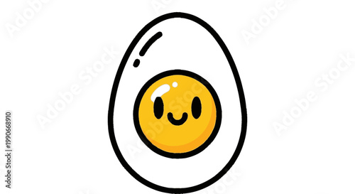 Cartoon egg illustration with a cheerful expression on white background