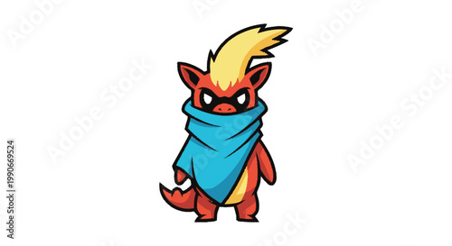 Cartoon fox character in a scarf looking forward vector illustration