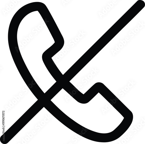 Black and white illustration of a telephone with a diagonal prohibition symbol