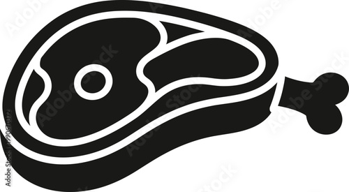 A black and white illustration of a raw chicken thigh