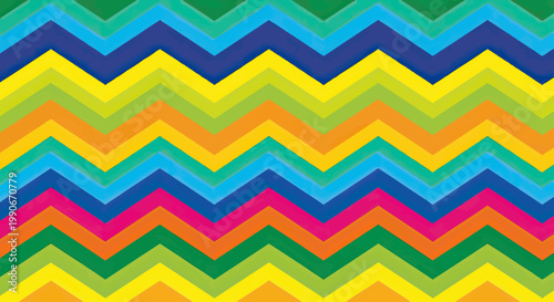 Bright, overlapping zigzags in multiple vivid colors create a playful, abstract pattern