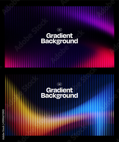 Set of abstract fractal glass gradient background modern futuristic smooth fluid neon color