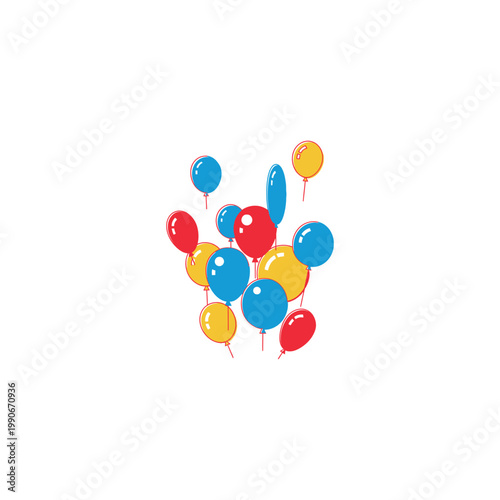 A cluster of colorful balloons floats gently in the air, creating a festive atmosphere.