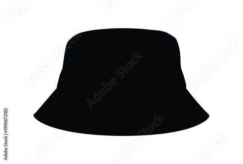 A simple black bucket hat is displayed against a plain white background silhouette