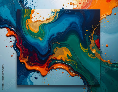 Vibrant oil paint swirls on water, creating a beautiful abstract image that can be using