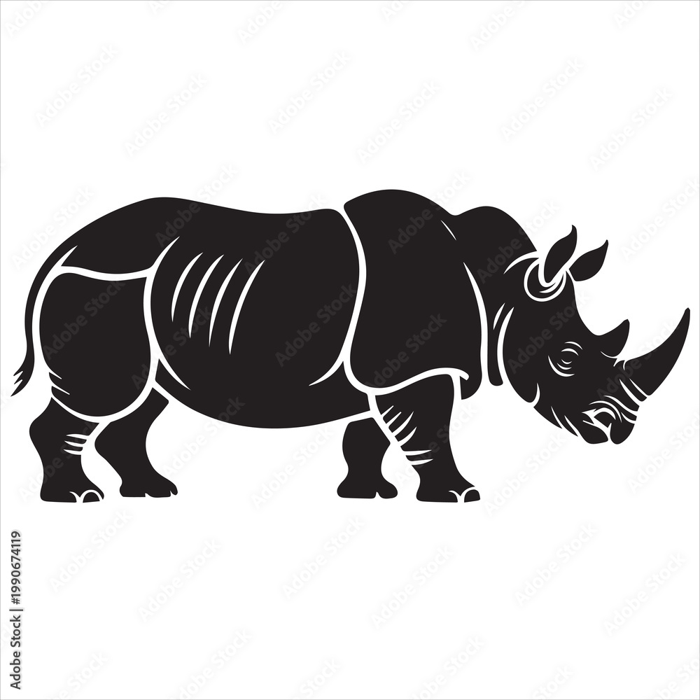 Obraz premium Black Rhinoceros Vector Icon, Wildlife Graphic, Animal Silhouette, Conservation Symbol