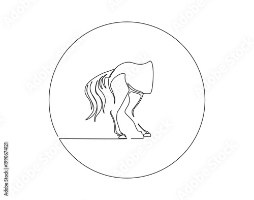 Continuous one line drawing of horse tail. One line drawing illustration of horse tail. Animal concept single line. Editable outline