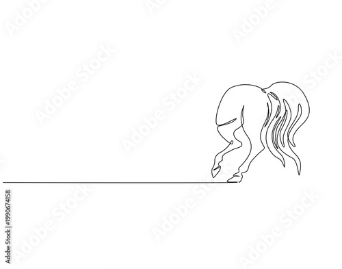 Continuous one line drawing of horse tail. One line drawing illustration of horse tail. Animal concept single line. Editable outline
