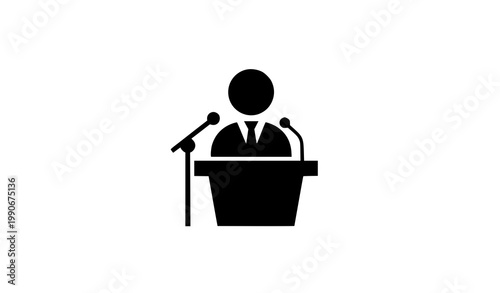 Speaker silhouette icon vector podium microphone minimal presentation illustration
