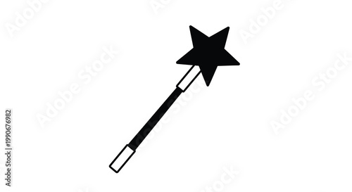A black star tipped wand with a simple handle a striking silhouette