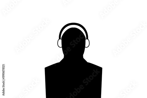 Call center agent silhouette with headphones customer support operator icon