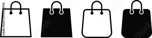 Set of shopping bag icon. E commerce Purchase Symbols. Order delivery and boutique design. Store purchase and merchandise icons