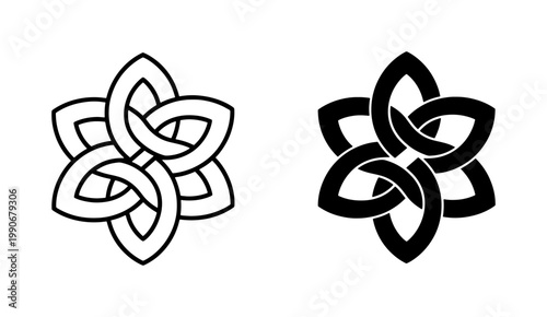 Schilderij op canvas Celtic Knot Star Vector Icons, Interlocking Triquetra Symbol Graphics, Ancient K